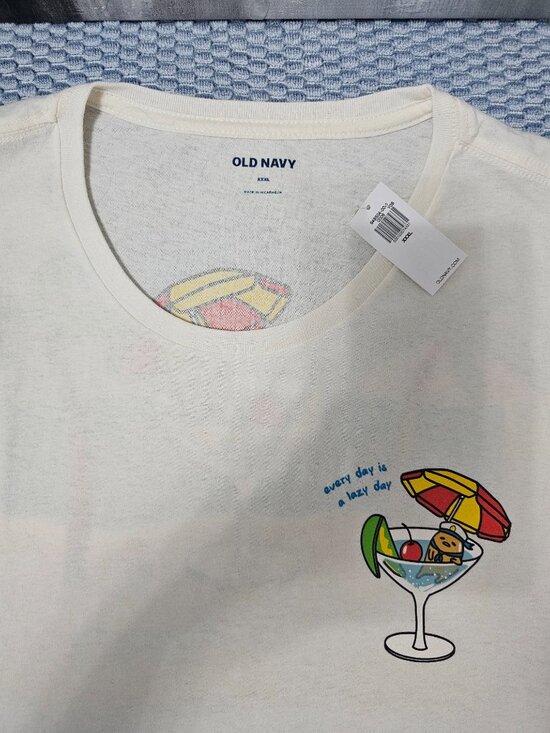 NWT Old Navy Gudetama Lazy Egg Graphic Tee Men's Light Cream Beach Sanrio 3XL - Picture 4 of 7
